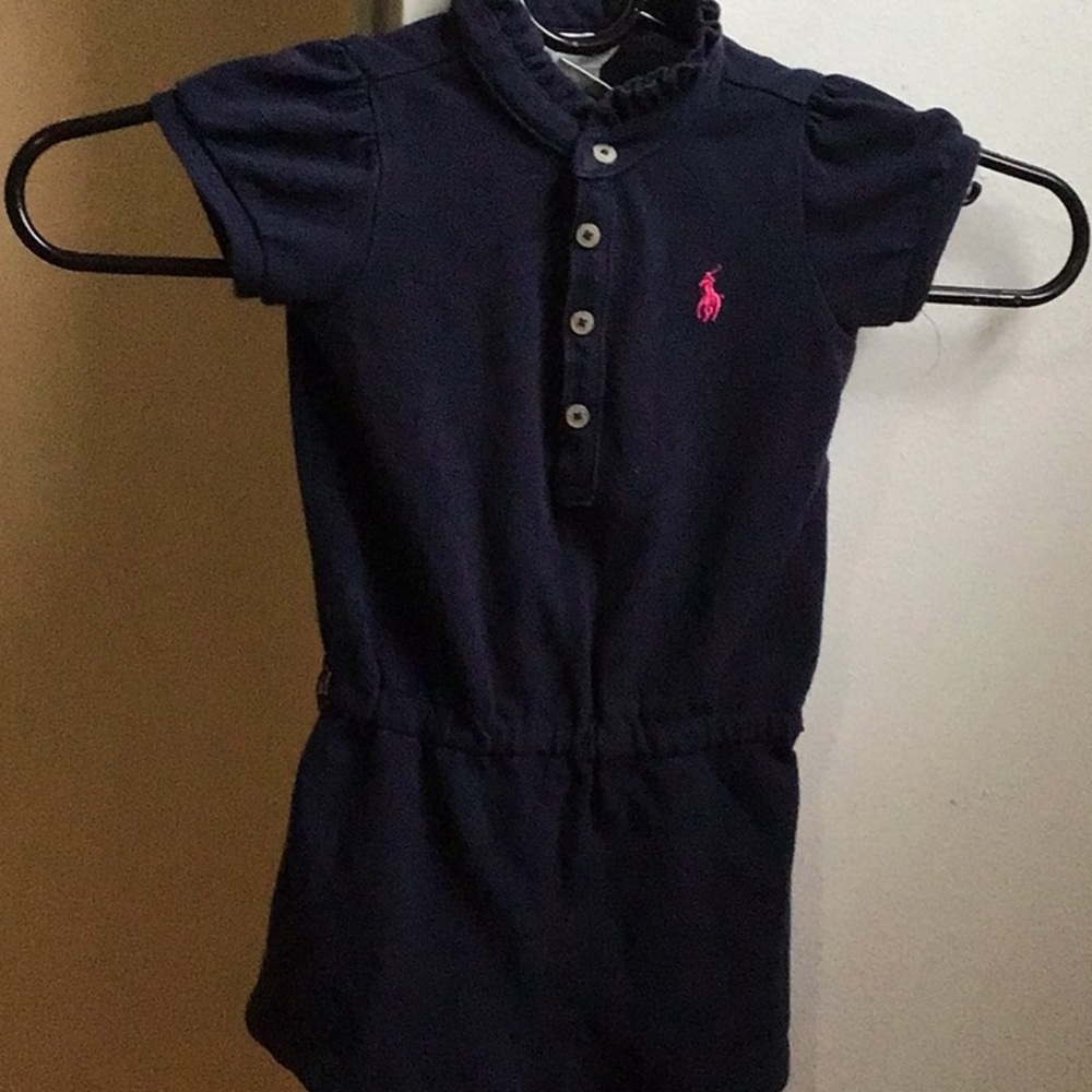 Ralph Lauren Girls 12 mo. Navy Blue One Piece Short Romper